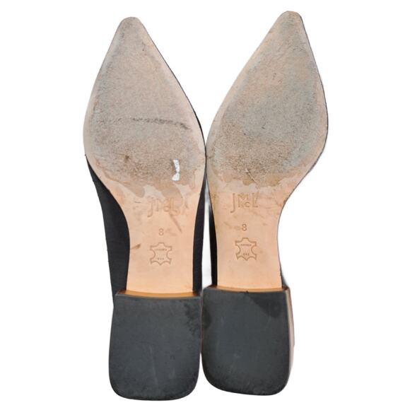 J McLaughlin Cheryl Point Toe Flat Shoes in Black Textile Gold Block Heel Size 8 - Picture 8 of 10